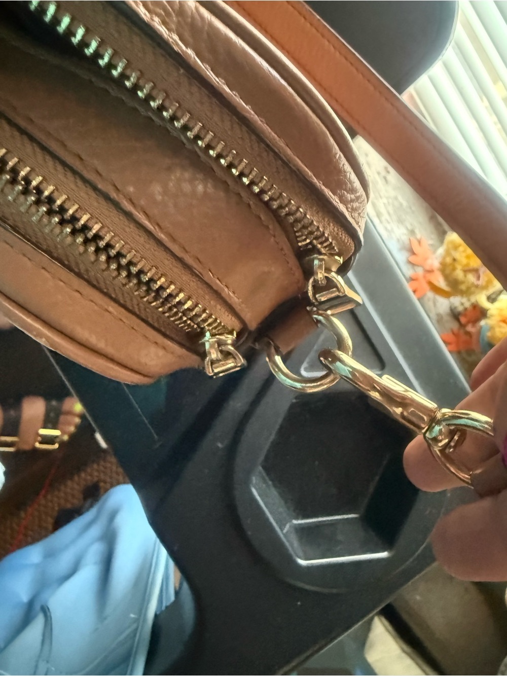 Coach Tan Leather Crossbody with Gold Hardware